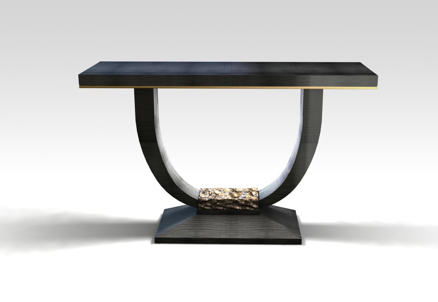 Davidson's Art Deco Albany Console Table, in Sycamore Black with Polished Nickel 2