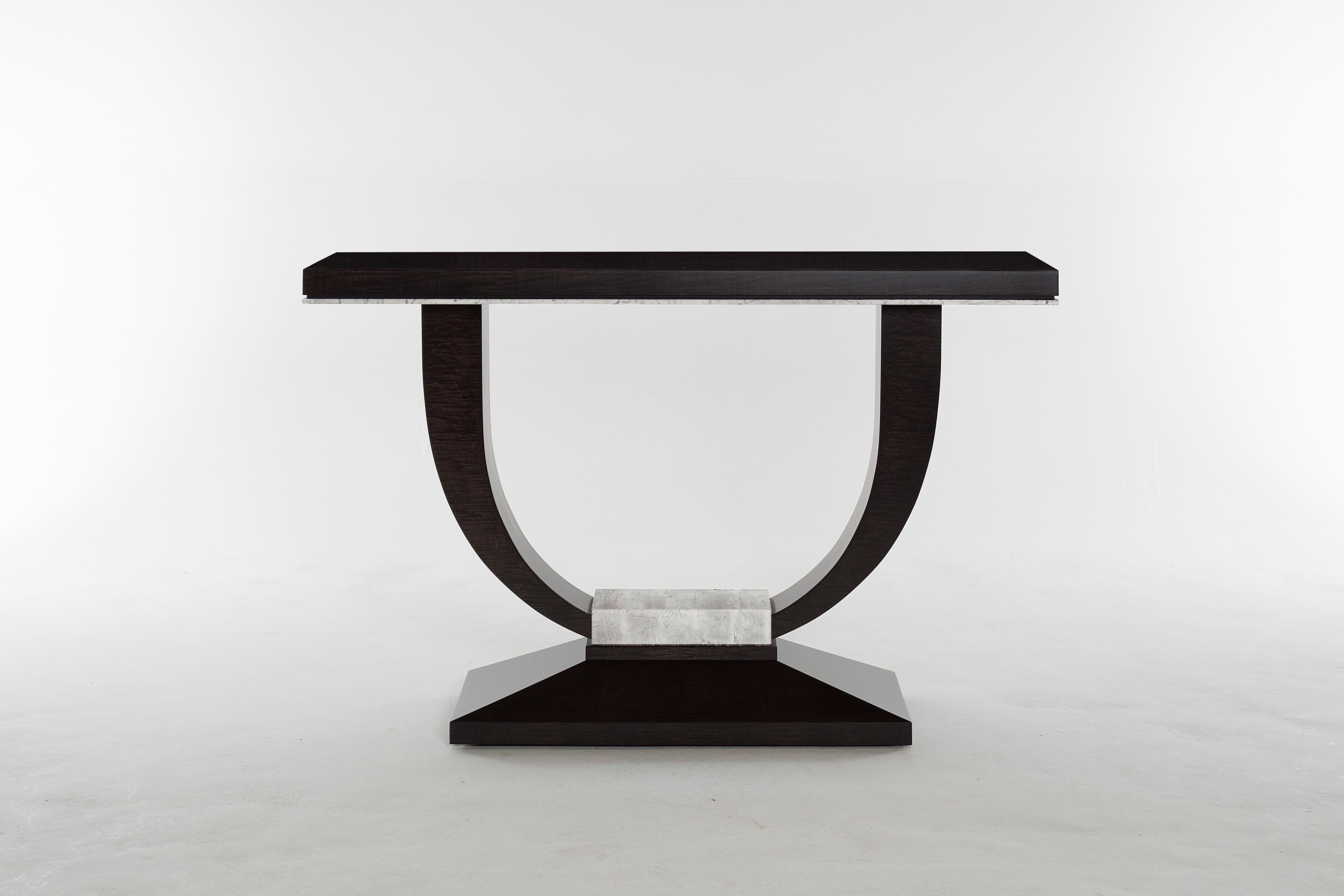 black and silver console table