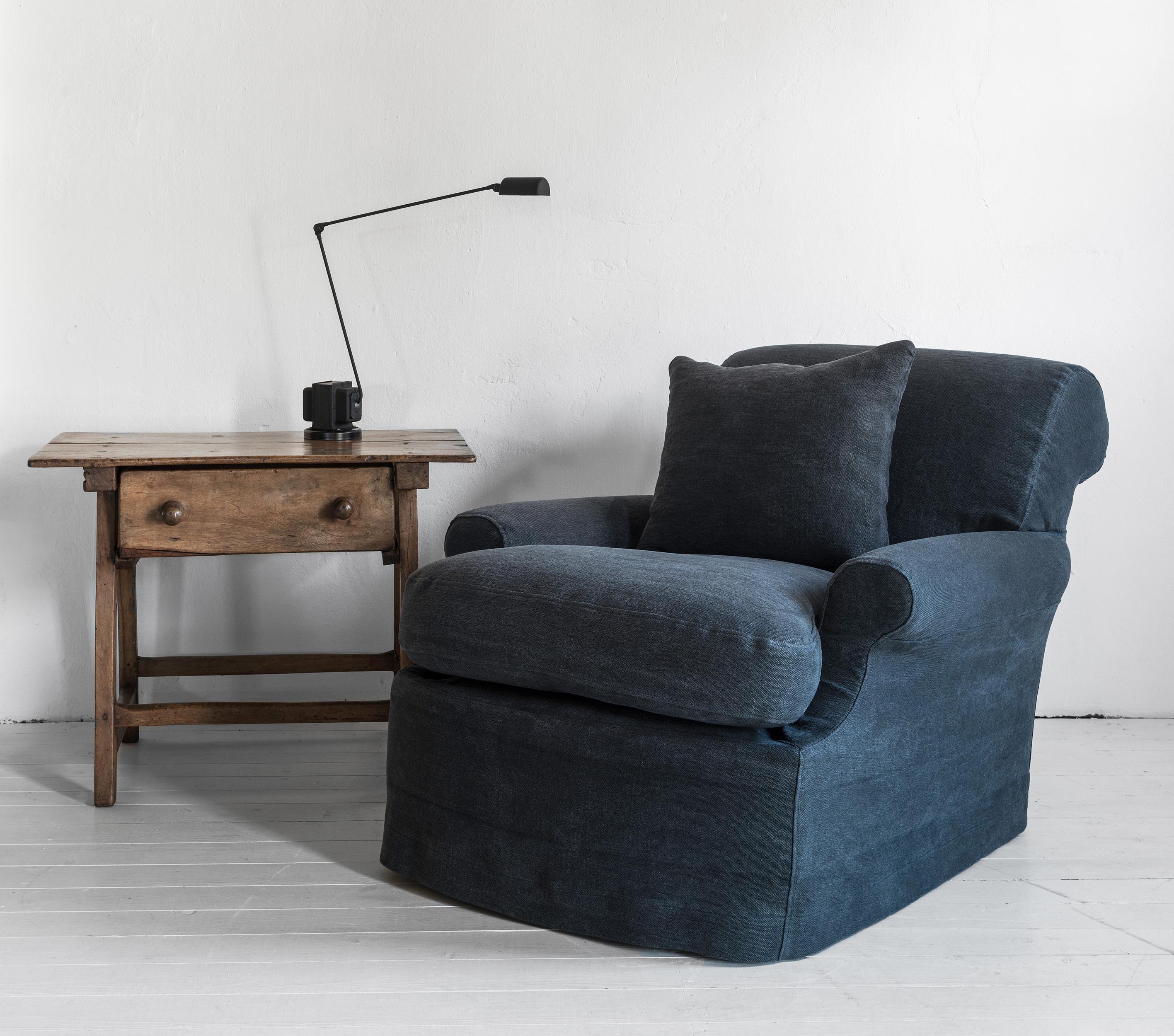 The Albert, Custom Made Belgian Linen Armchair For Sale 4
