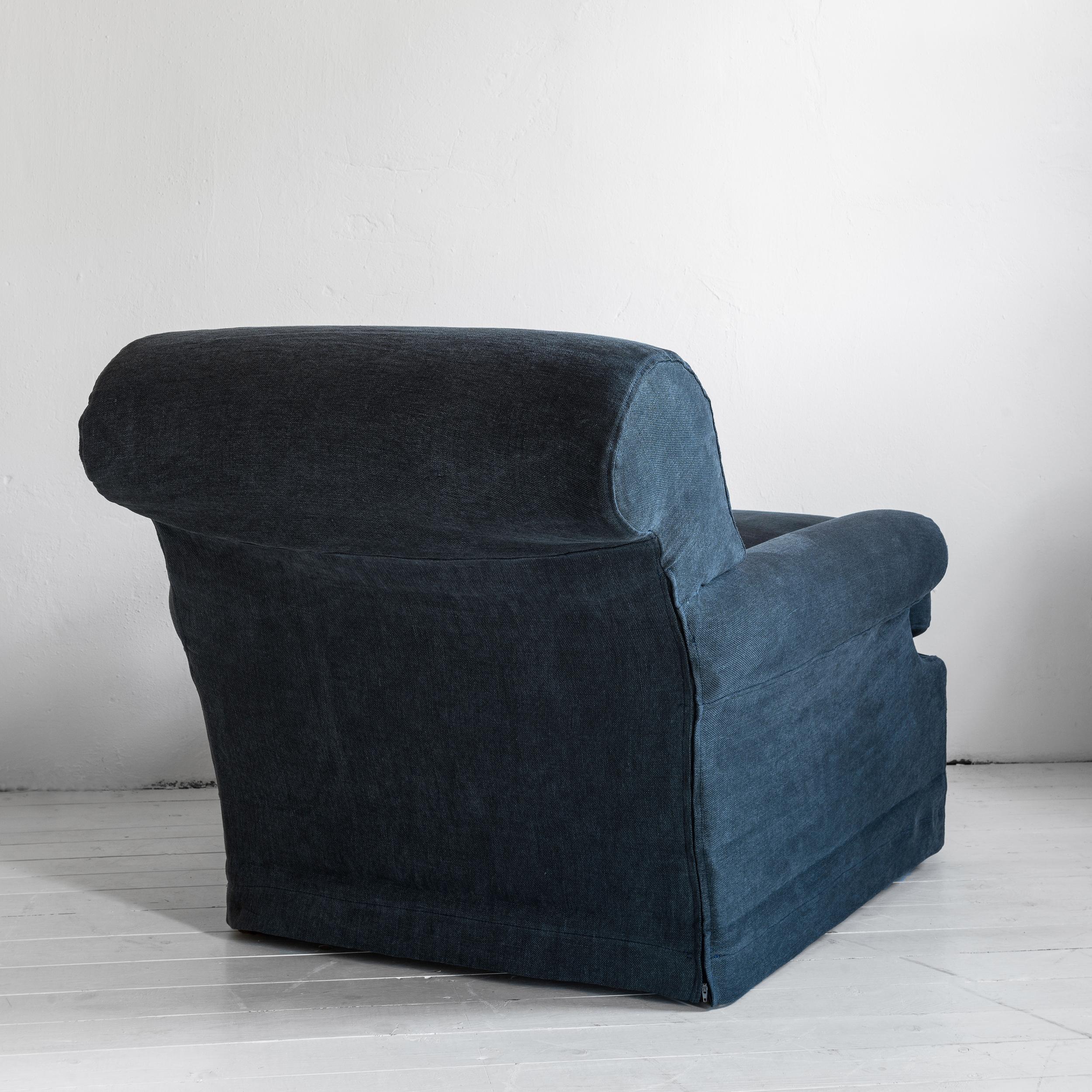 The Albert, fauteuil en lin belge fabriqué sur mesure en vente 1