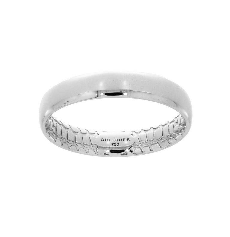 For Sale:  Albino Crocodile Band in 18ct White Gold with Crocodile Skin Filigree 4