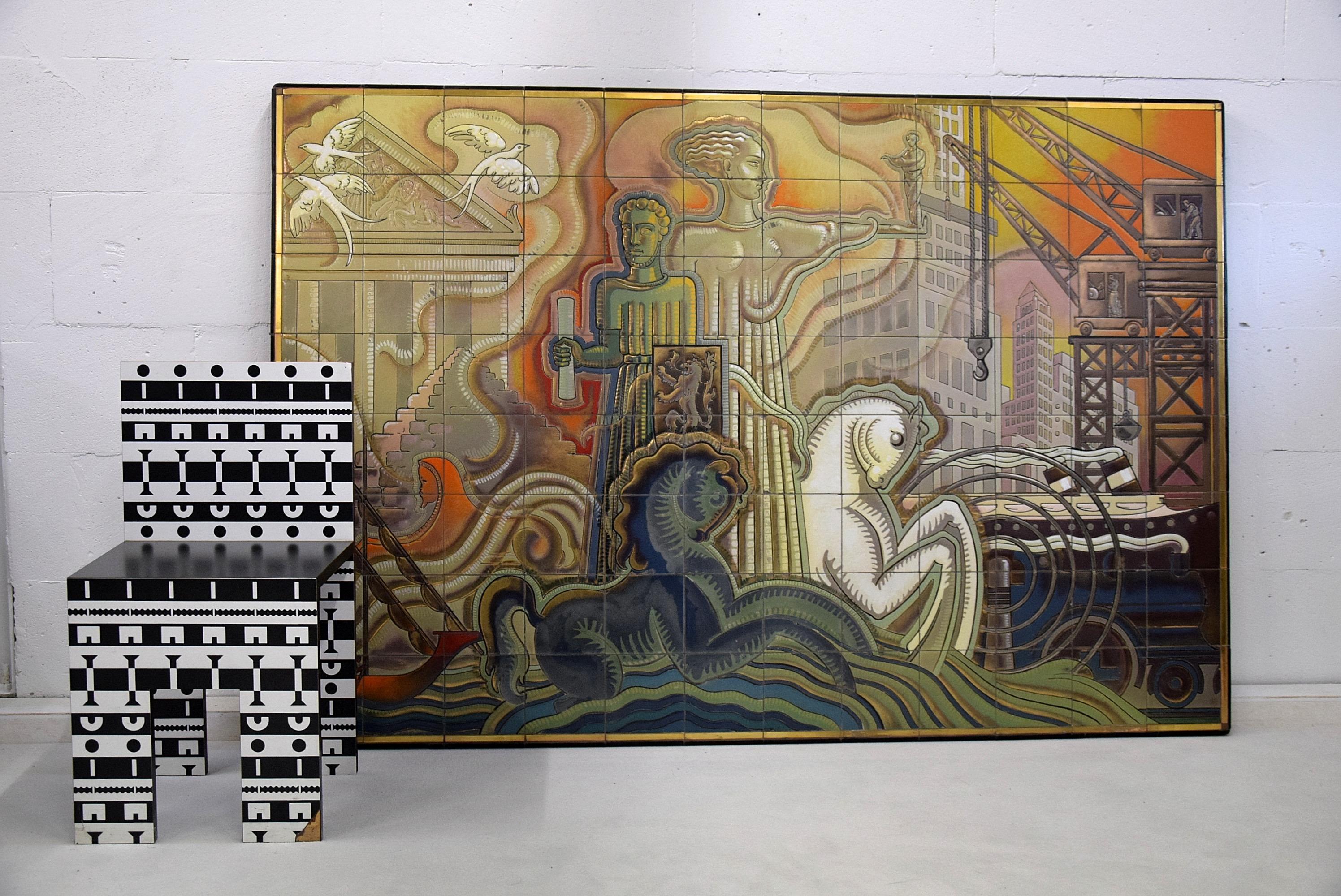 Carreau de céramique d'art unique du milieu du siècle par Joseph Roelants pour Gilliot & Cie, 1948

Ce remarquable carreau de céramique de Joseph Roelants est un chef-d'œuvre du design moderne du milieu du siècle dernier, produit en 1948 par Gilliot