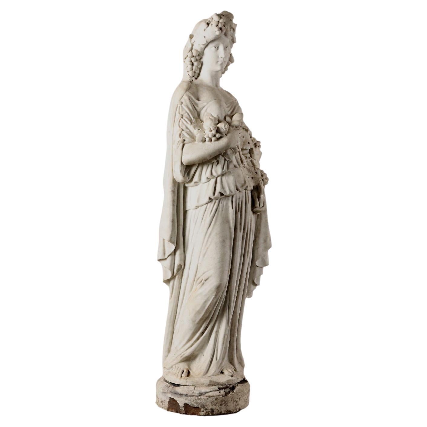 The Allegory of Autumn White Marble Italy XIX Century For Sale