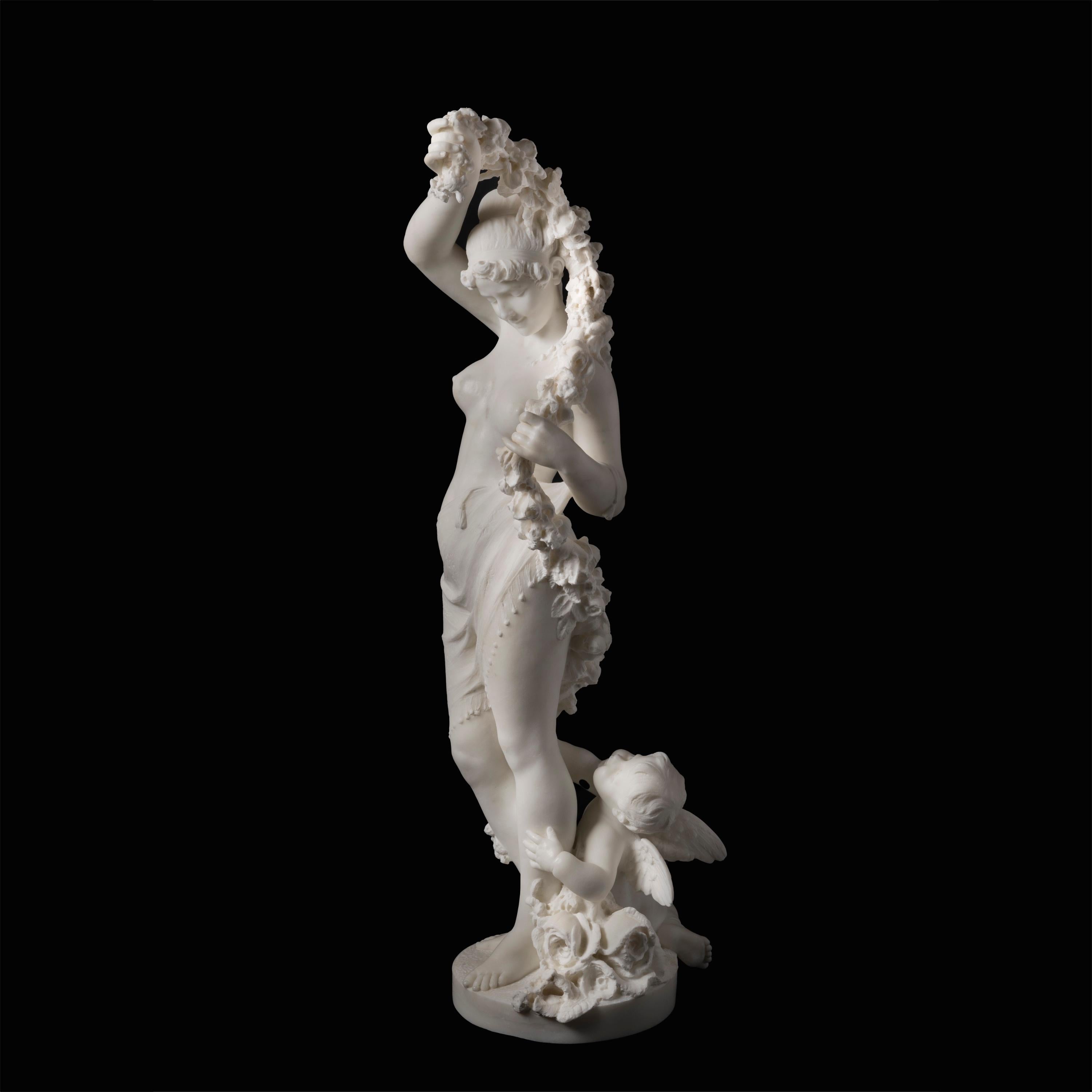 Sculpture italienne en marbre du 19ème siècle « Allégorie du printemps » Bon état - En vente à London, GB