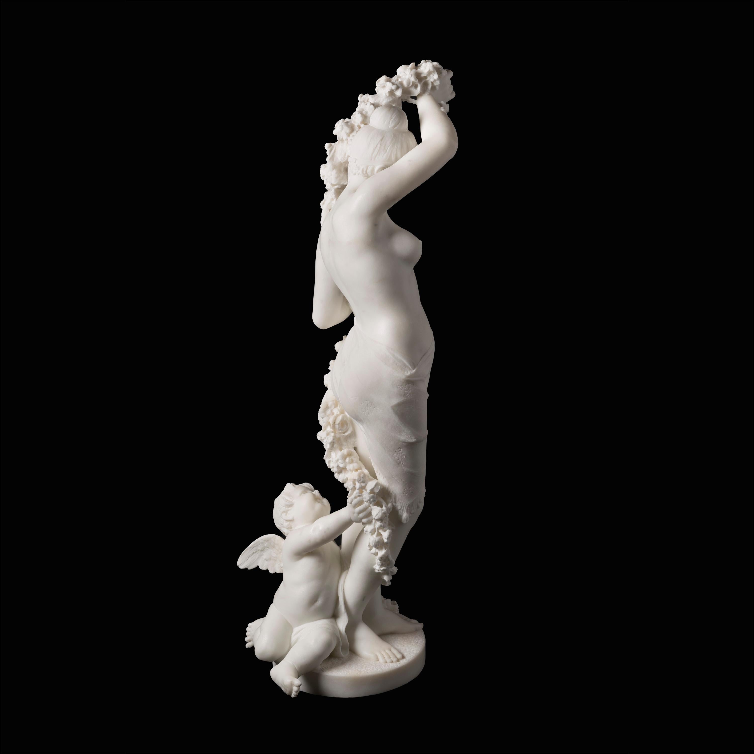 XIXe siècle Sculpture italienne en marbre du 19ème siècle « Allégorie du printemps » en vente