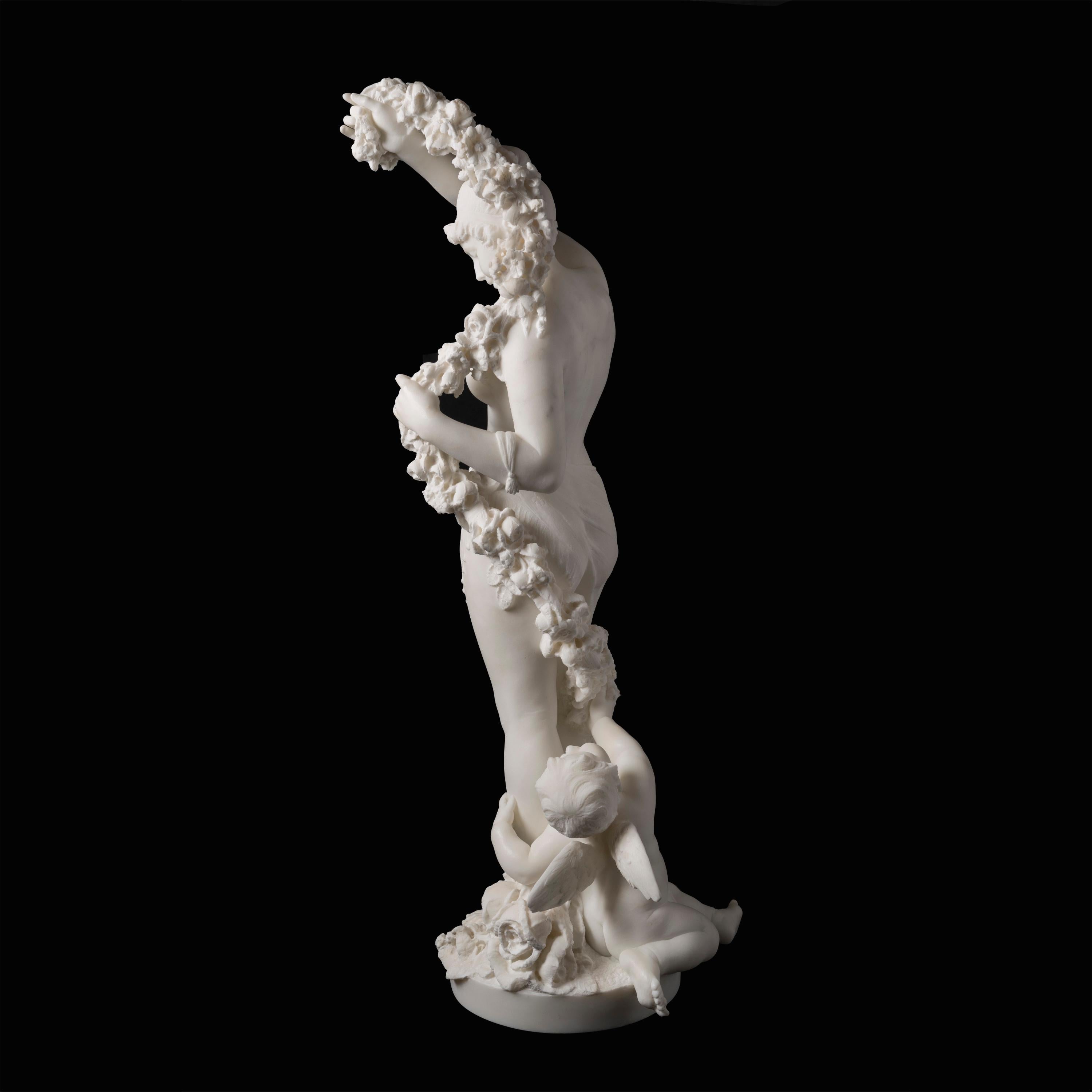 Sculpture italienne en marbre du 19ème siècle « Allégorie du printemps » en vente 1