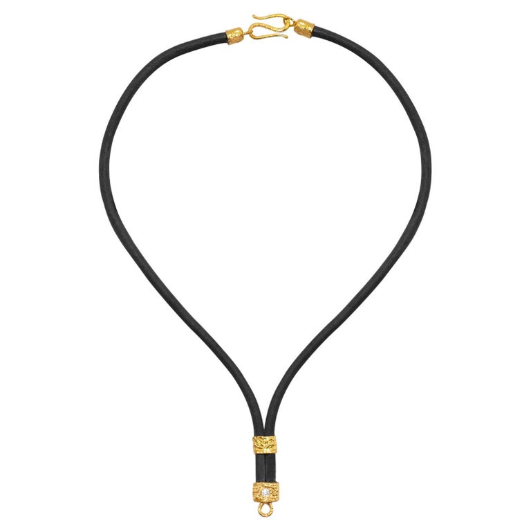 Allegra Leather and 22k Gold Necklace in Black, by Tagili For Sale at — free download