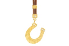 The Allegra Leather and 22k Gold Necklace in Brown, by Tagili