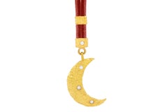 The Allegra Leather and 22k Gold Necklace in Red, by Tagili