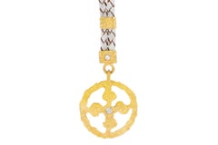 The Allegra Leather and 22k Gold Necklace in White, by Tagili