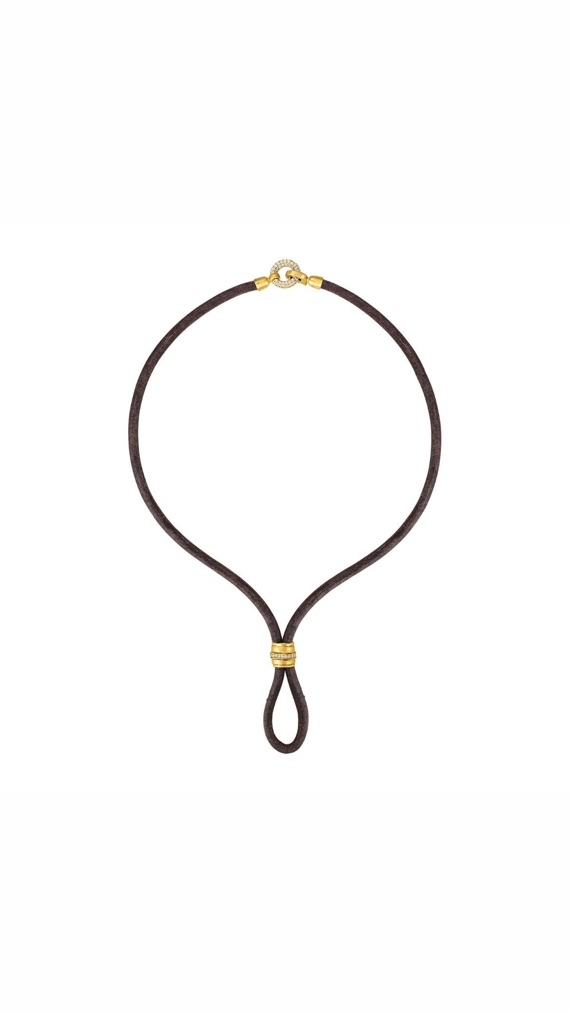 La collana Allegra in pelle e oro 22k in turchese, di Lisa Leone In condizioni Nuovo in vendita a New York, NY