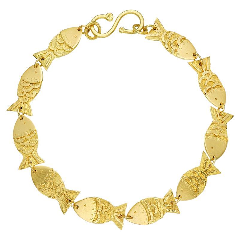 The Amalur Fish Bracelet 18ct Fairmined Gold For Sale