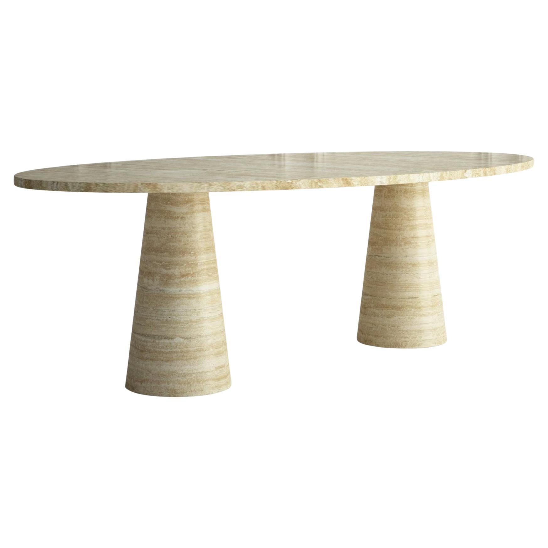 The Amandine:  A Modern Stone Dining Table with an Oval Top and Conical Bases For Sale