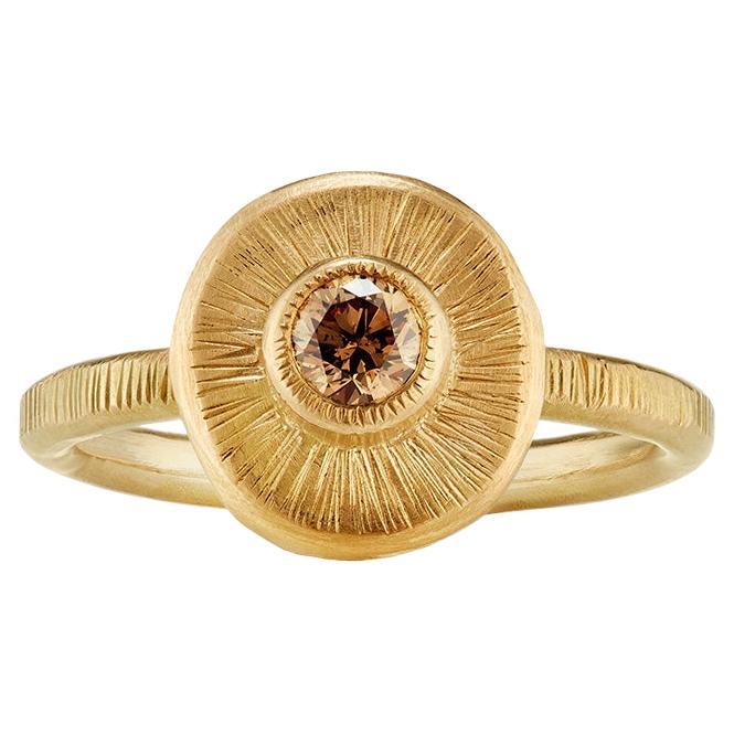 The Amanita Handmade Ring 18ct Fairmined Gold 0.2 carat Chocolate Diamond For Sale