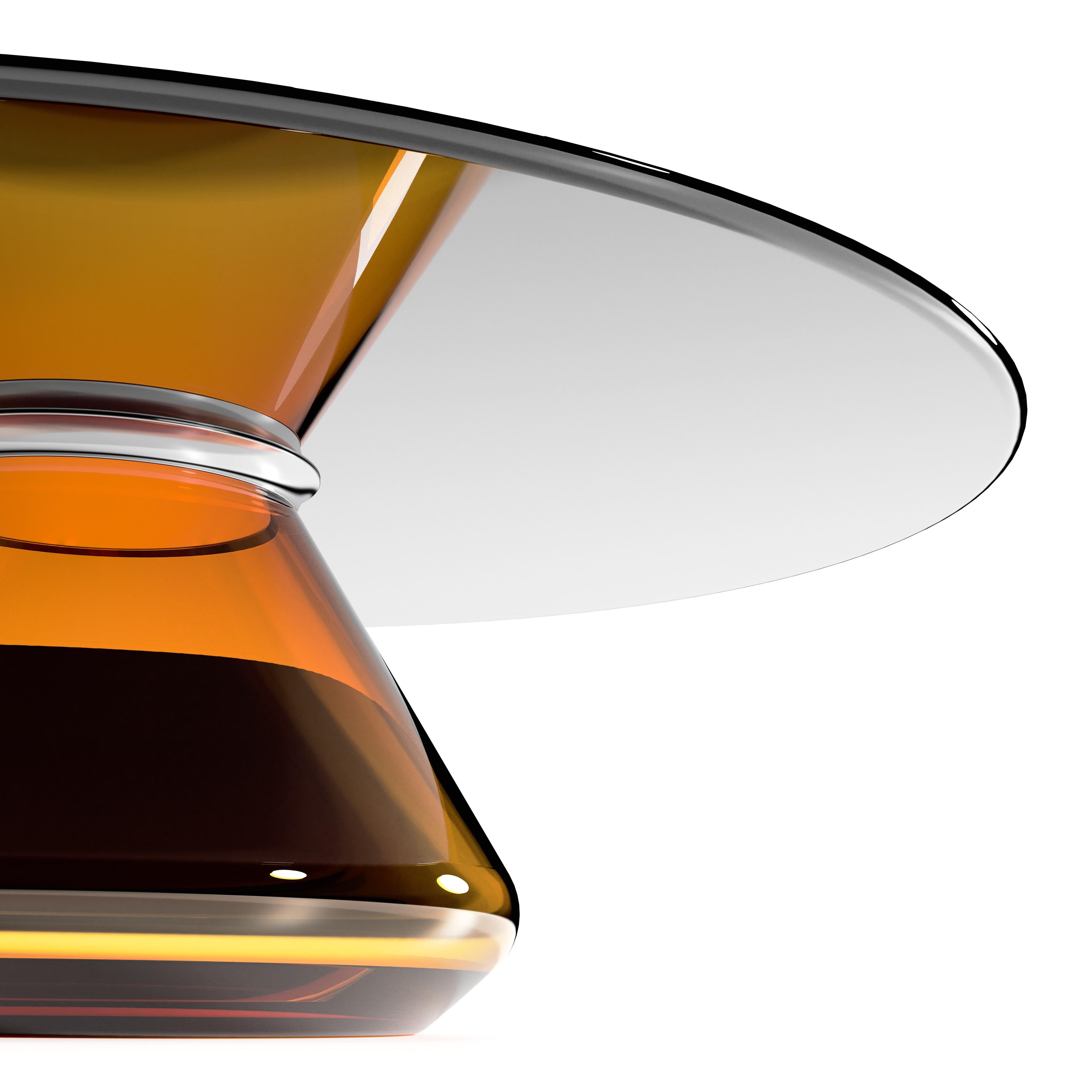 amber glass coffee table