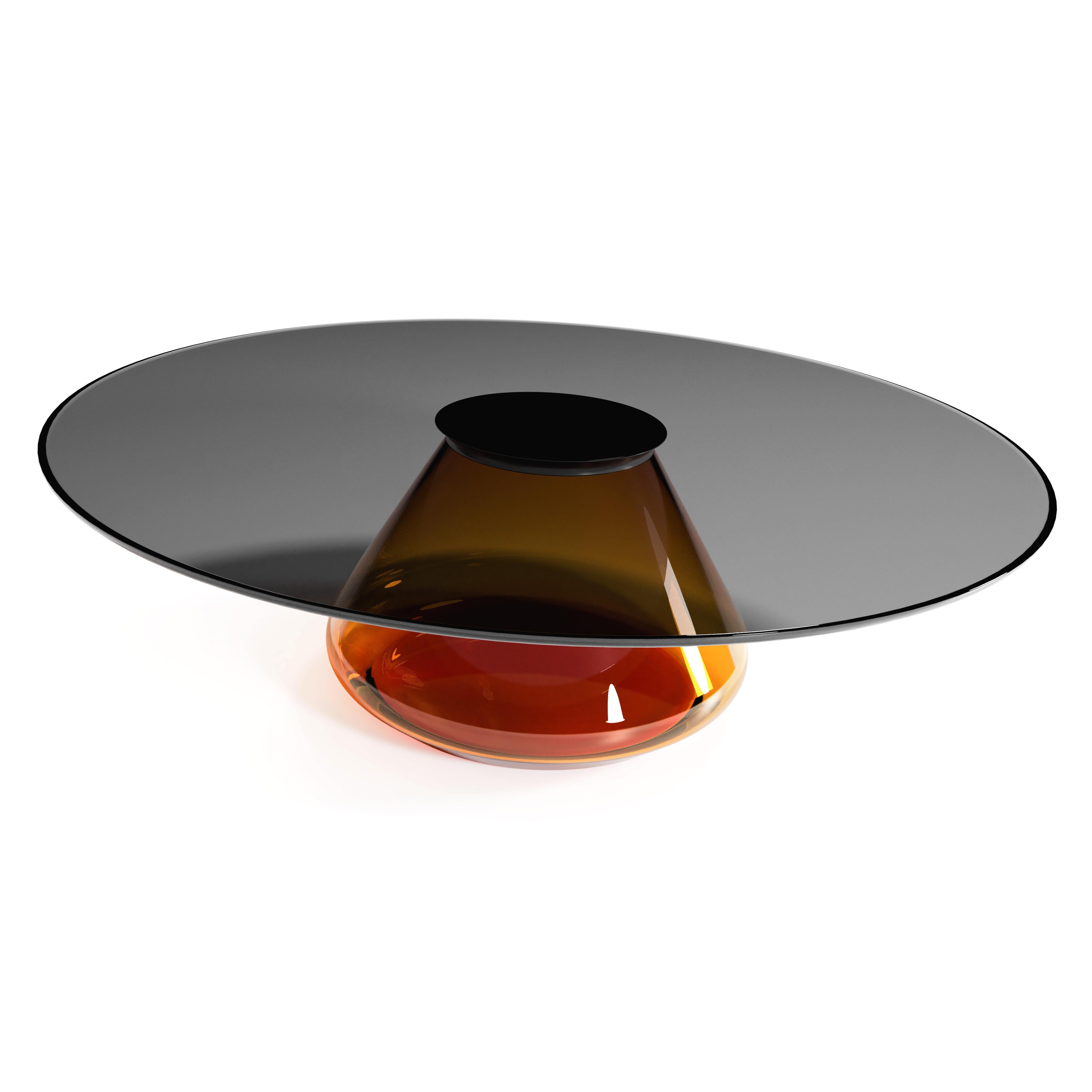 Glass Amber Eclipse II Coffee Table by Grzegorz Majka For Sale