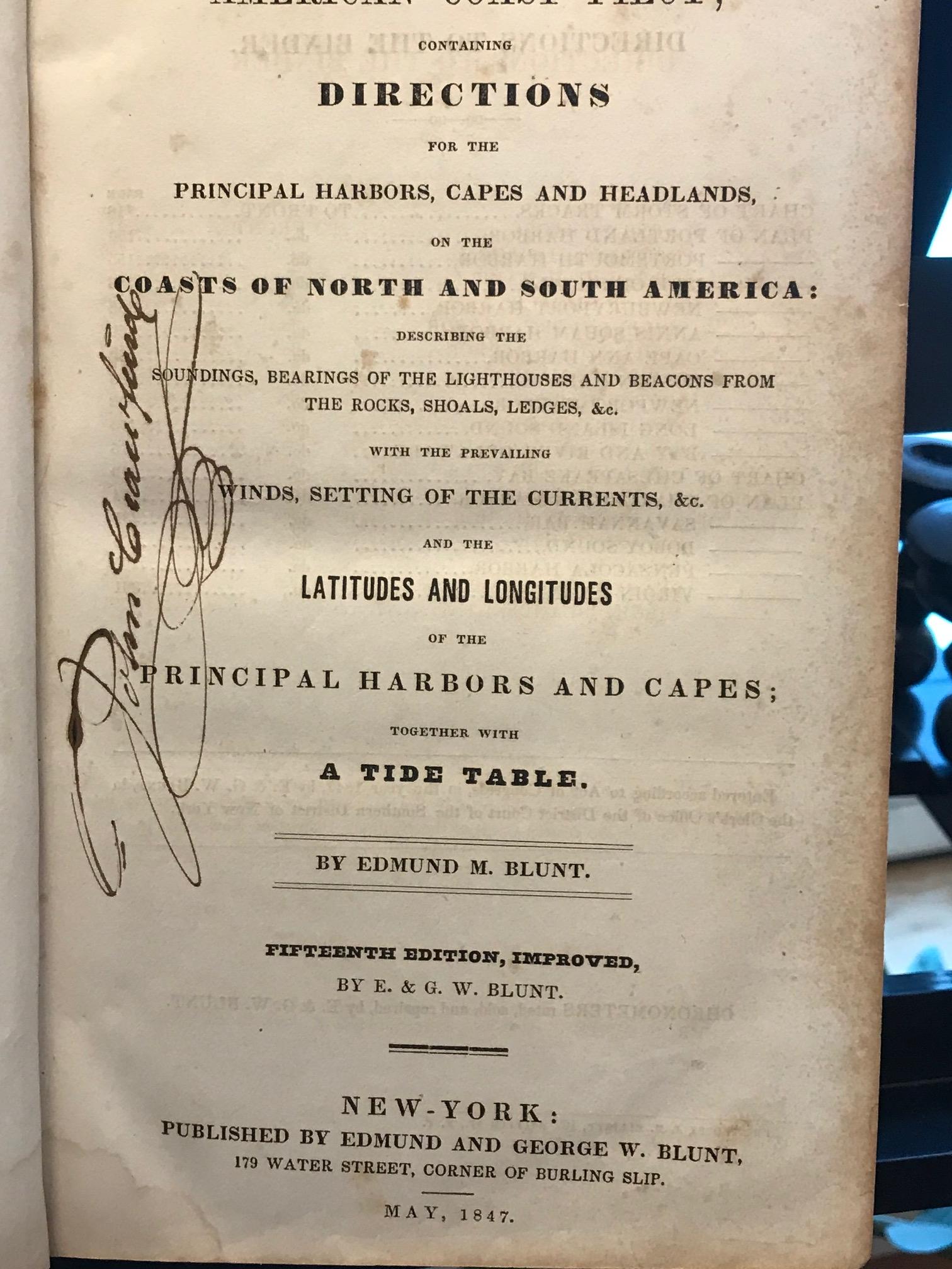 The American Coast Pilot by Edmund Blunt, 1847, Rare For Sale 1