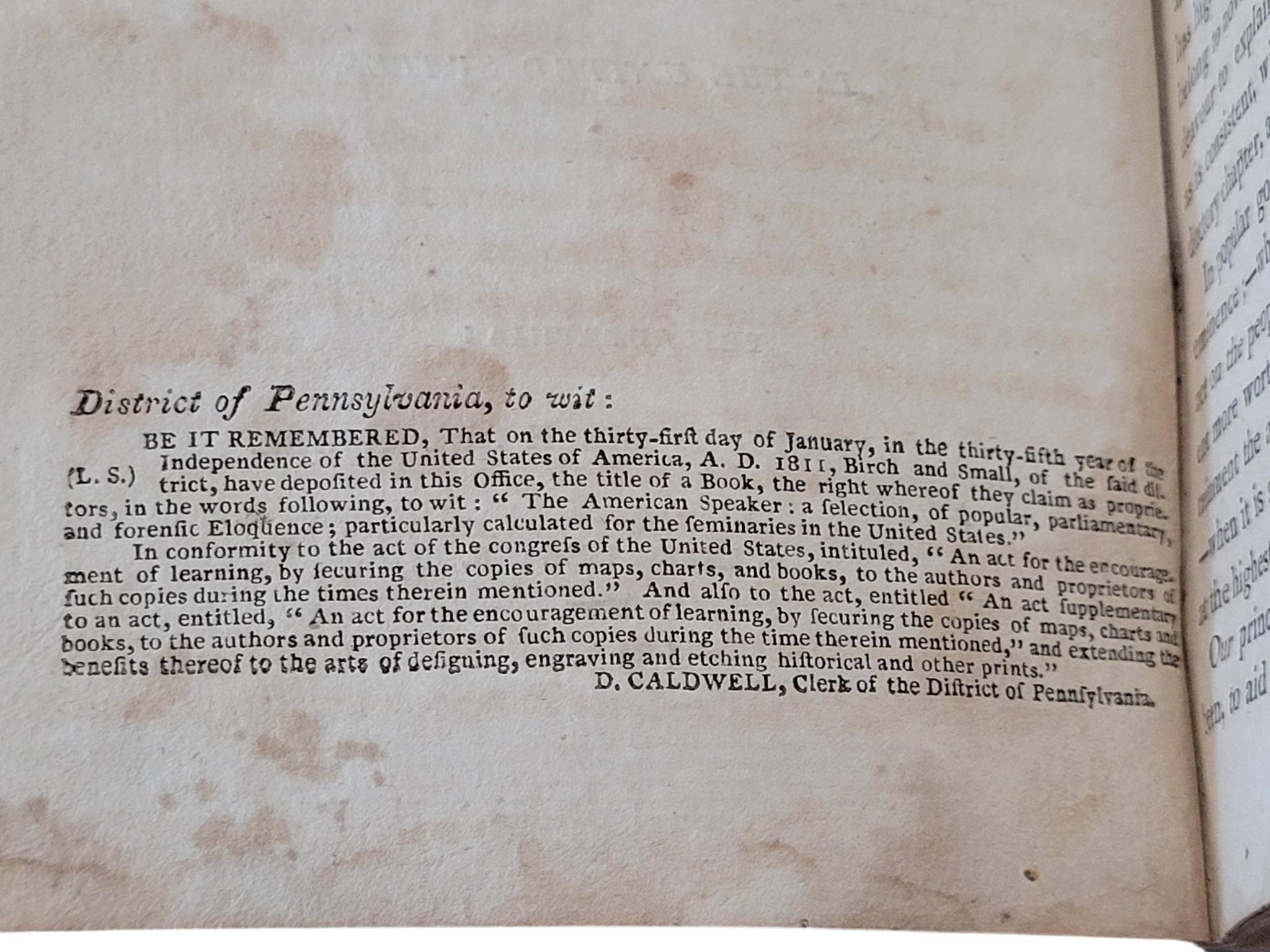 L'orateur américain (1811), première édition en vente 5