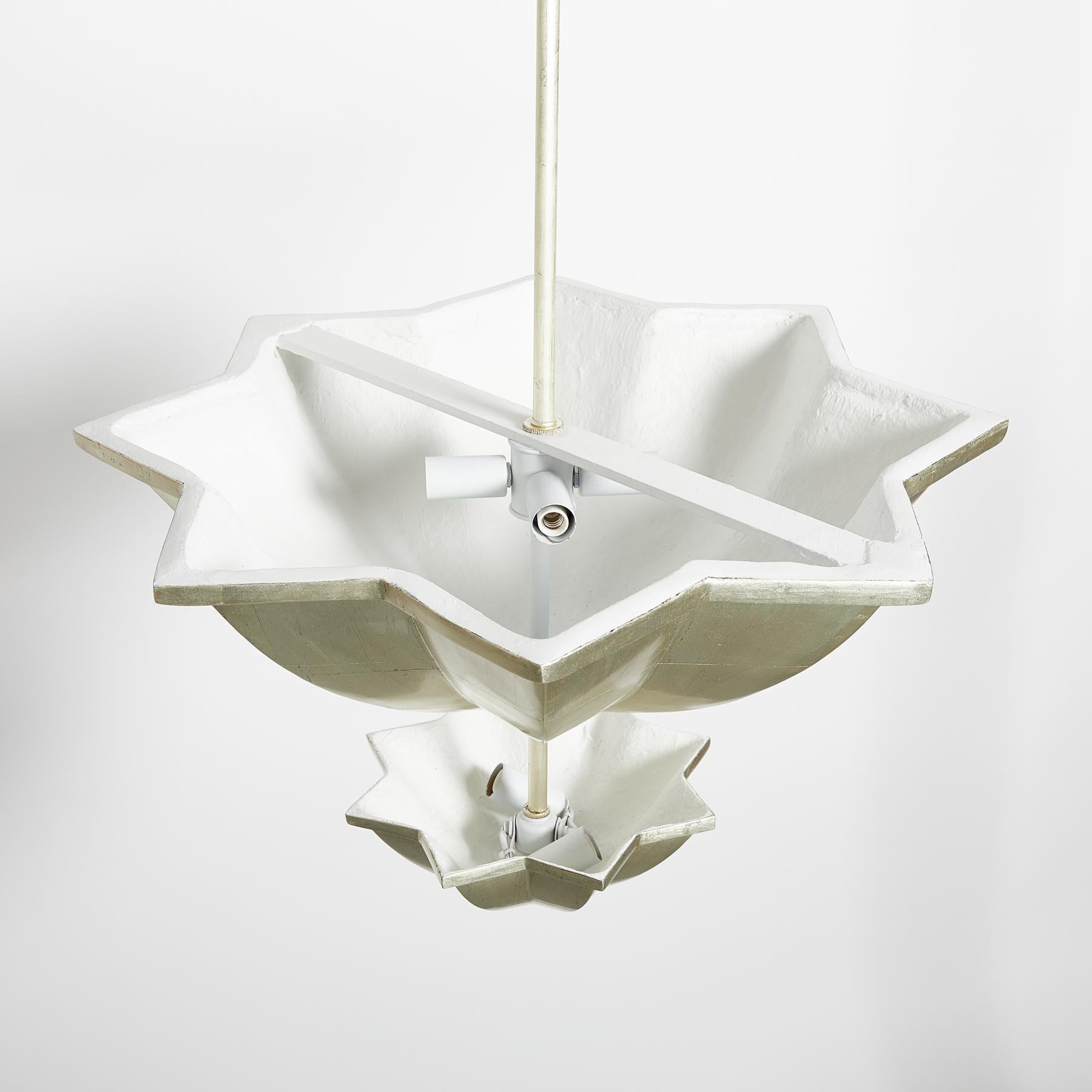 Contemporary Amina Pendant  in White Gold by David Duncan Studio, Ceiling Light For Sale