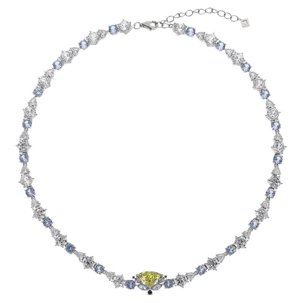 The Amphitrite Choker - Gelbe, weiße und blaue Saphire, schwarzes Moissanit, 14kt  im Angebot