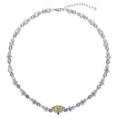 The Amphitrite Choker - Gelbe, weiße und blaue Saphire, schwarzes Moissanit, 14kt 