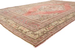 The Anatolian Ember: A Vintage Turkish Oushak Masterpiece of Refined Noble Grace