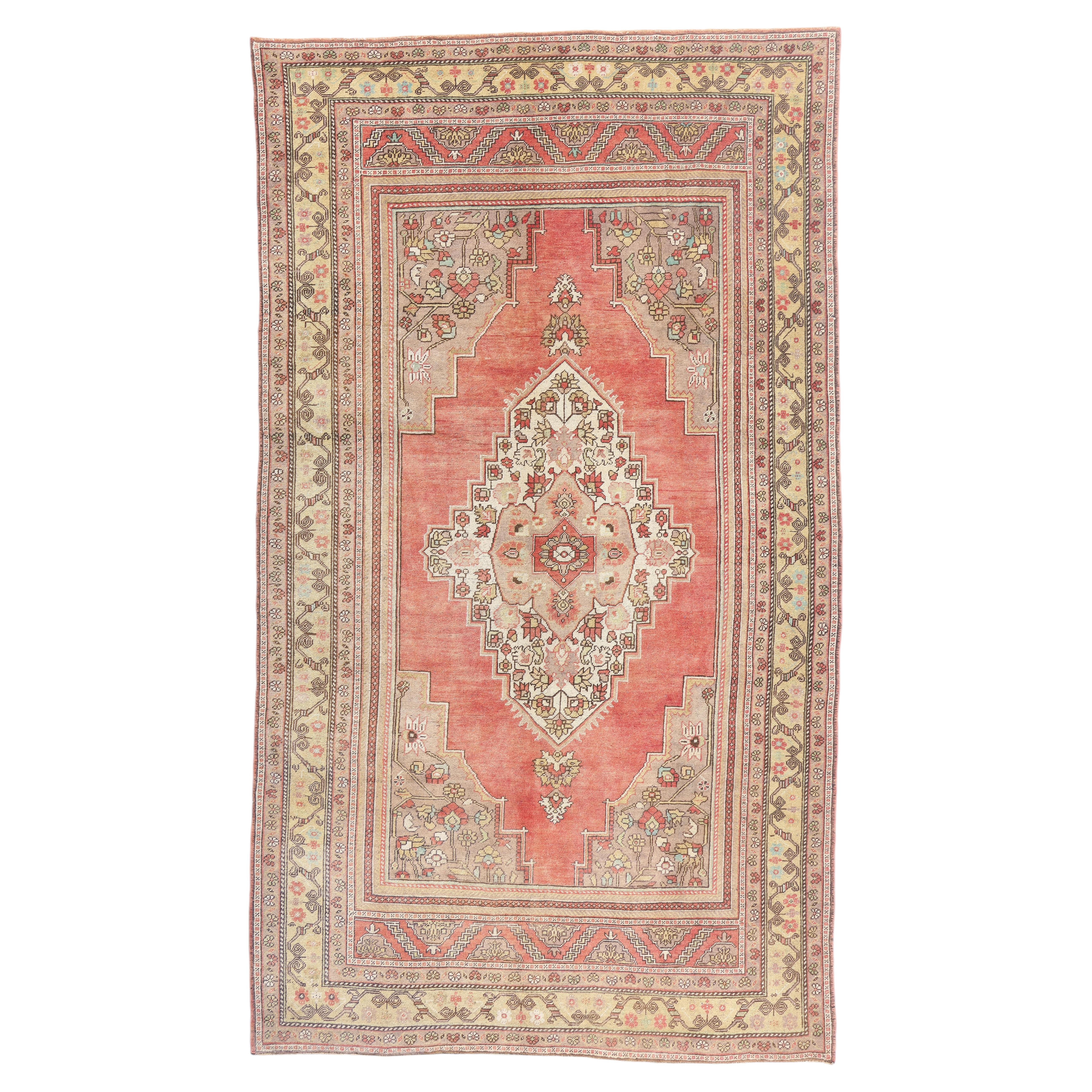 The Anatolian Ember: A Vintage Turkish Oushak Masterpiece of Refined Noble Grace For Sale