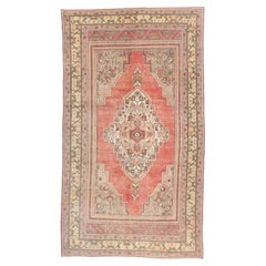 The Anatolian Ember: A Vintage Turkish Oushak Masterpiece of Refined Noble Grace
