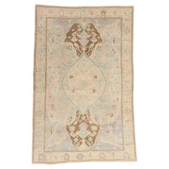 The Anatolian Reverie: A Vintage Turkish Oushak Masterpiece of Refined Elegance