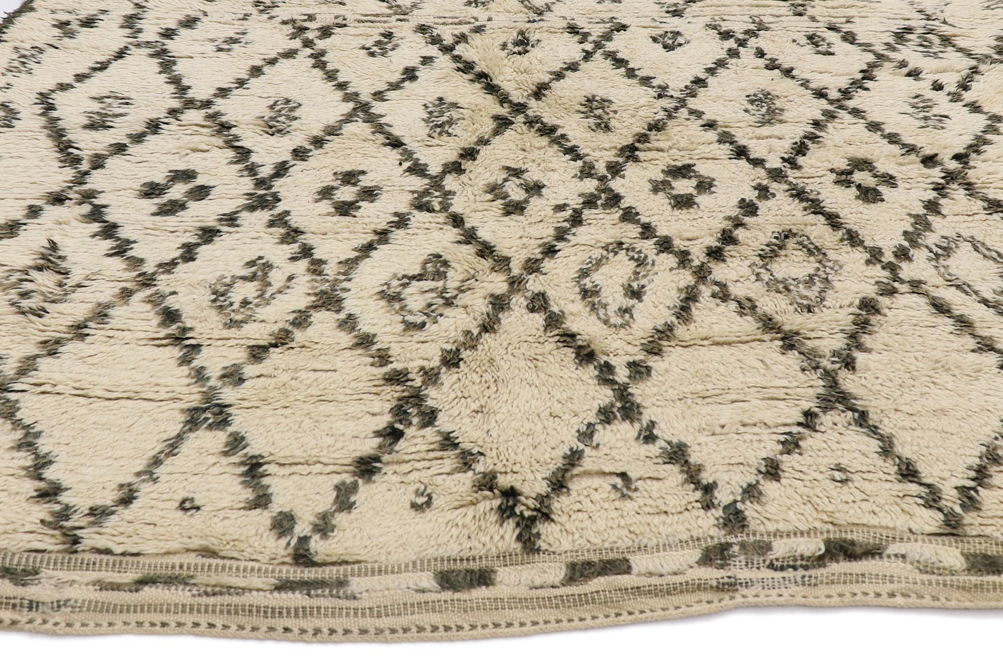 The Ancestral Diamond Sanctuary: Vintage Beni Ourain Masterpiece of Tribal Grace For Sale 4