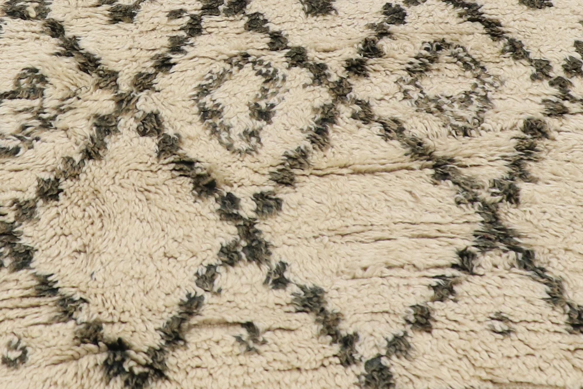 The Ancestral Diamond Sanctuary: Vintage Beni Ourain Masterpiece of Tribal Grace For Sale 5