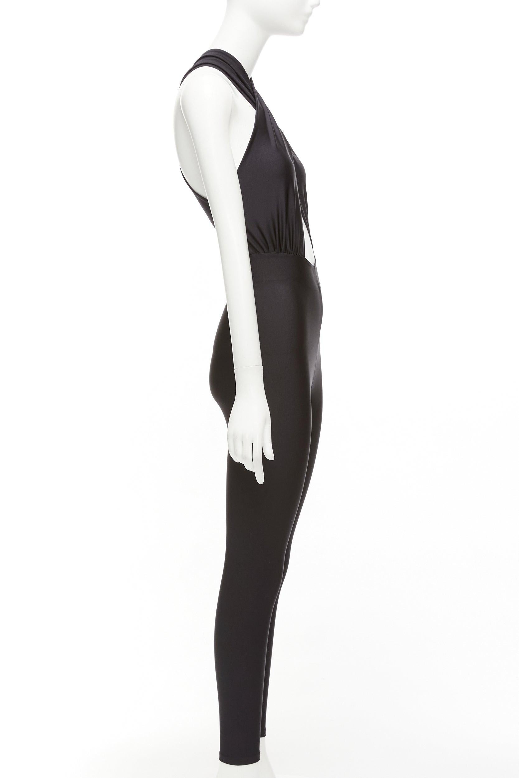 THE ANDAMANE Hola black stretchy cross front halter jumpsuit S In Excellent Condition In Hong Kong, NT
