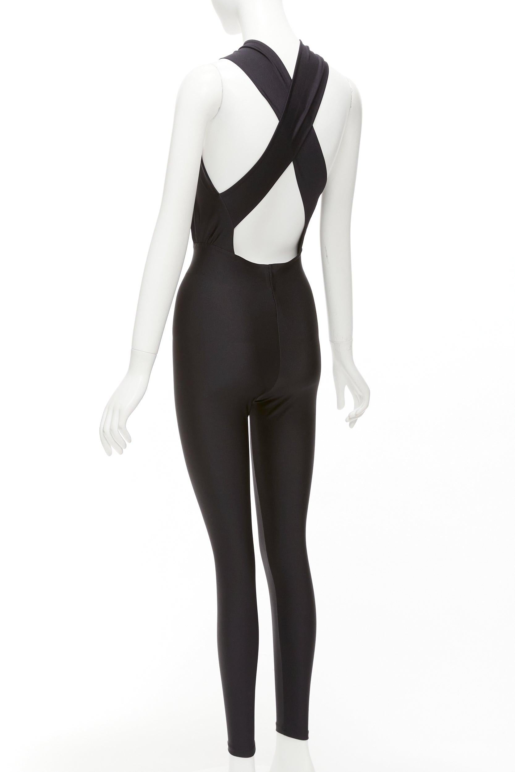 THE ANDAMANE Hola black stretchy cross front halter jumpsuit S 1