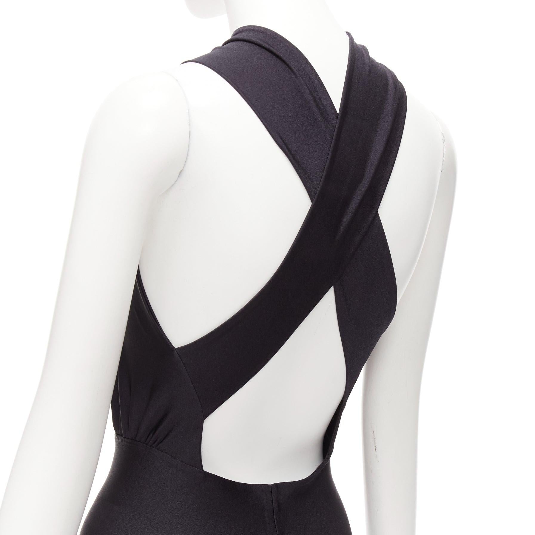 THE ANDAMANE Hola black stretchy cross front halter jumpsuit S 2