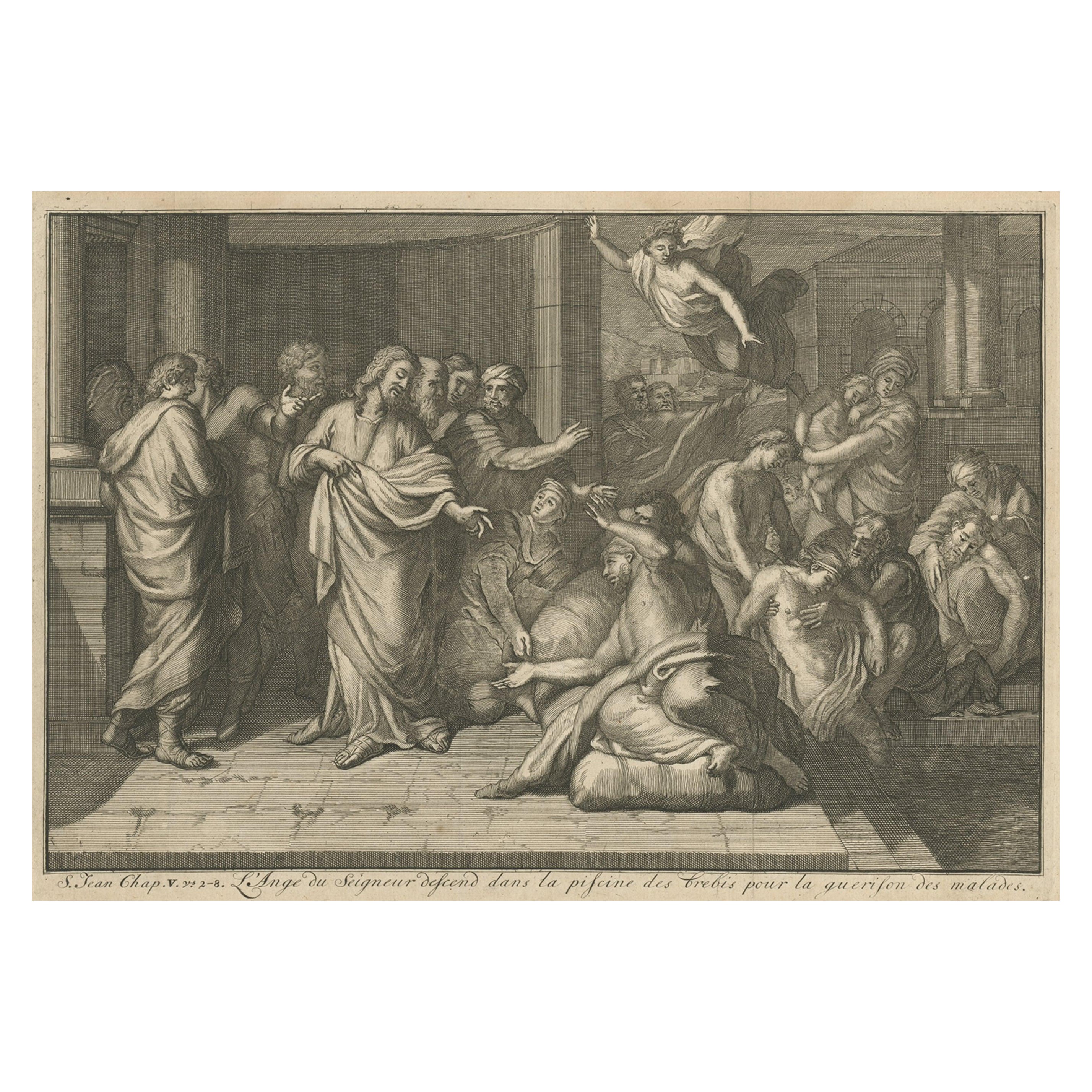 L'ange et Jésus avec le cou dans Bethesda, près du portail des moutons de Jérusalem, 1754 en vente
