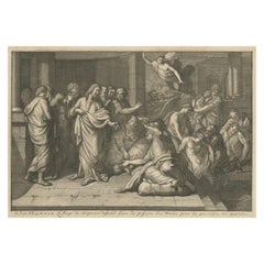 Antique The Angel & Jesus with the Sick in Bethesda Near Jerusalem's Sheep Gate, 1754