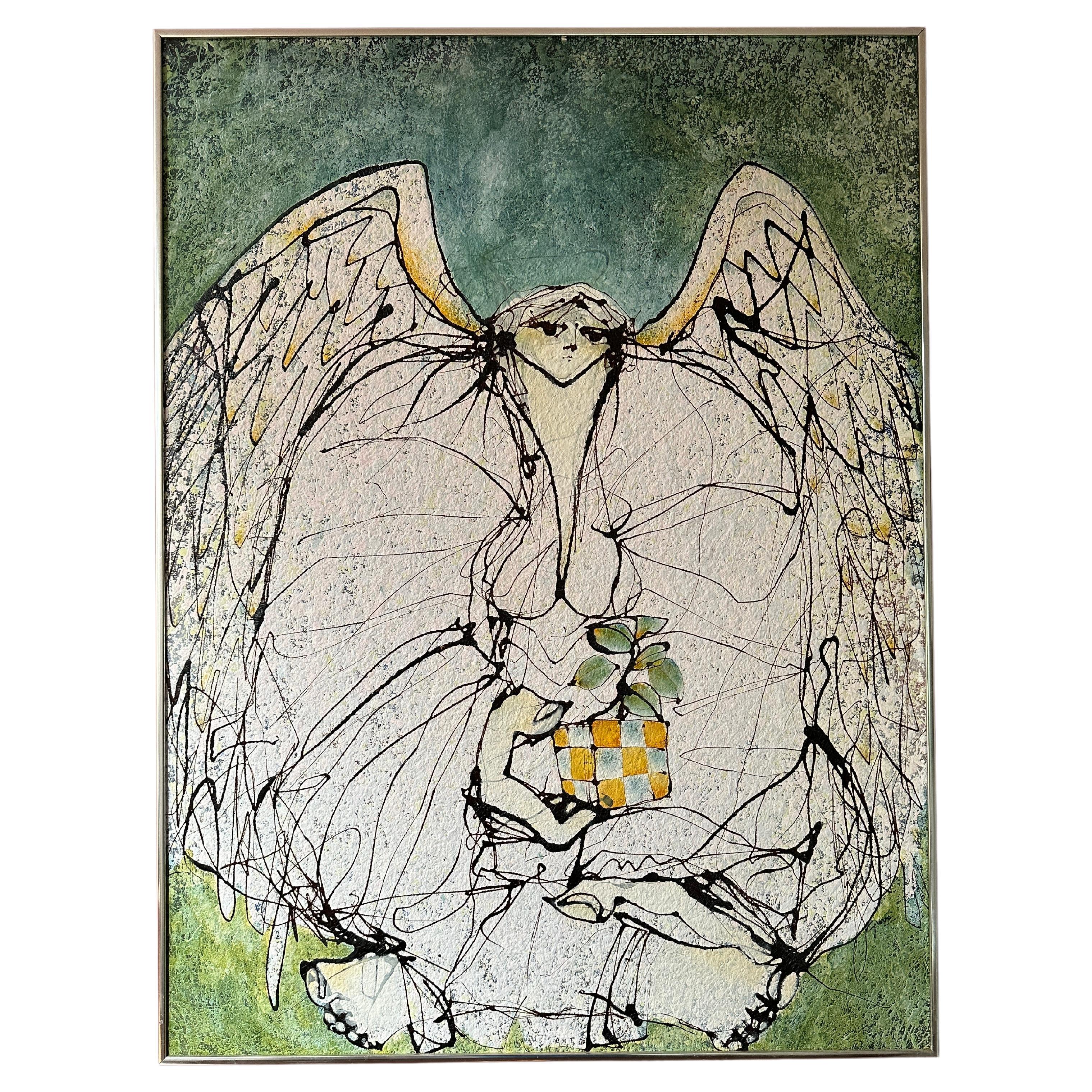 “The Angel of Hope” Acrylic Painting on Canvas by Unknown Artist For Sale