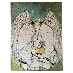 Used “The Angel of Hope” Acrylic Painting on Canvas by Unknown Artist