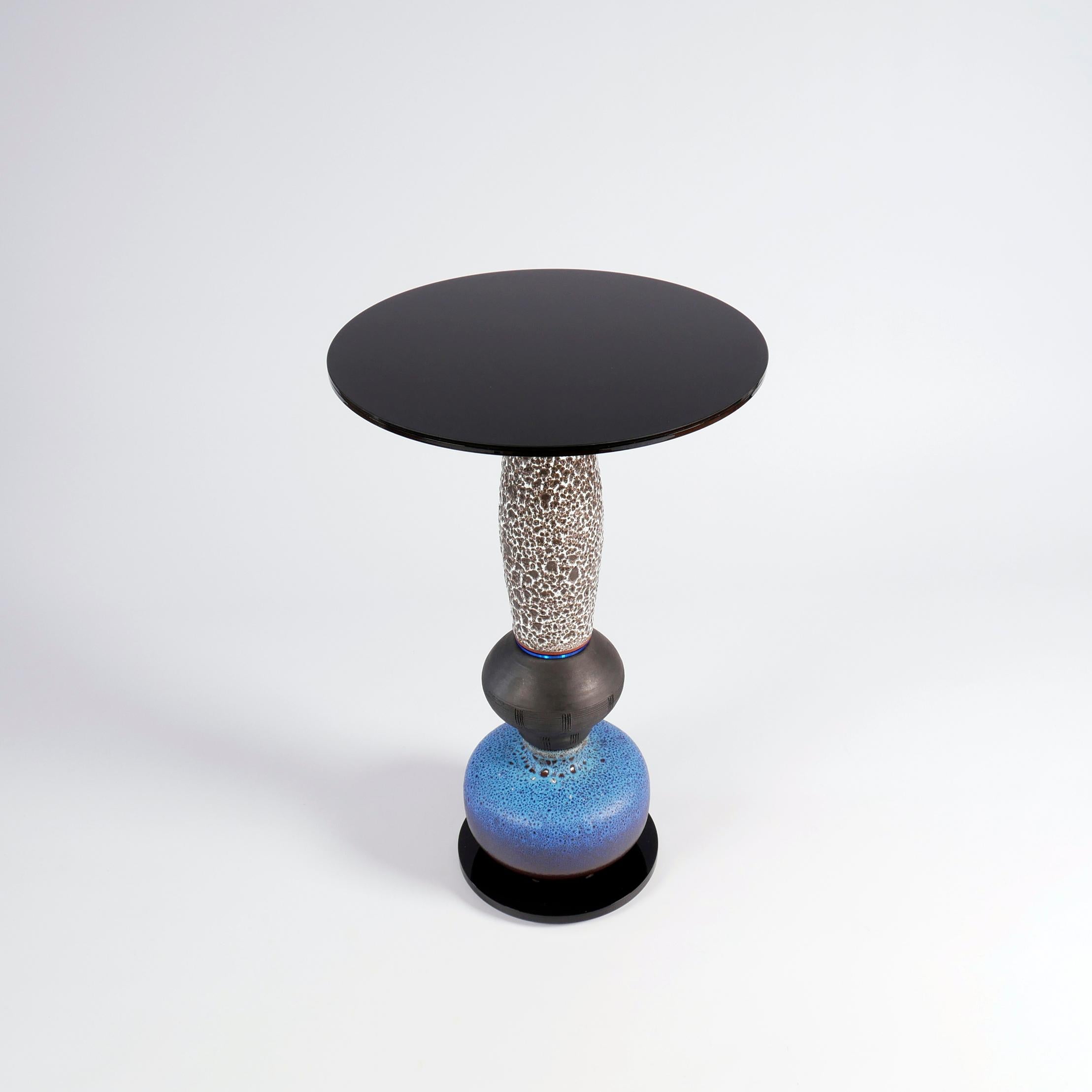Mid-Century Modern 'The Angels Have Gone' Side Table, Vintage Ceramics and Glass, One Off Piece