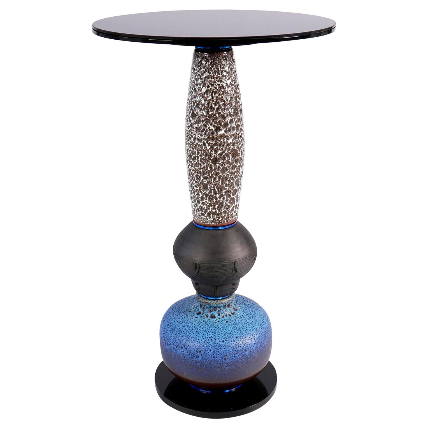 'Glück' side table (vintage ceramics and glass) by Andreas Berlin at