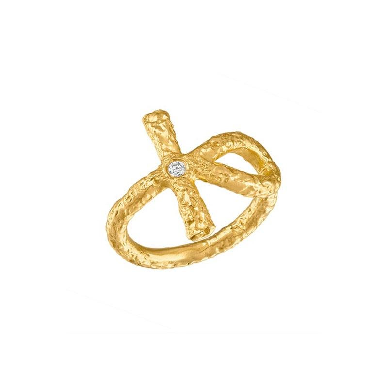 Dieser exquisite Ankh-Diamantring ist ein atemberaubendes Stück, das modernes Design mit zeitloser Eleganz verbindet. Es ist ein einzigartiges, bedeutungsvolles Schmuckstück. Der aus massivem 22-karätigem Gold handgefertigte Ring zeigt das
