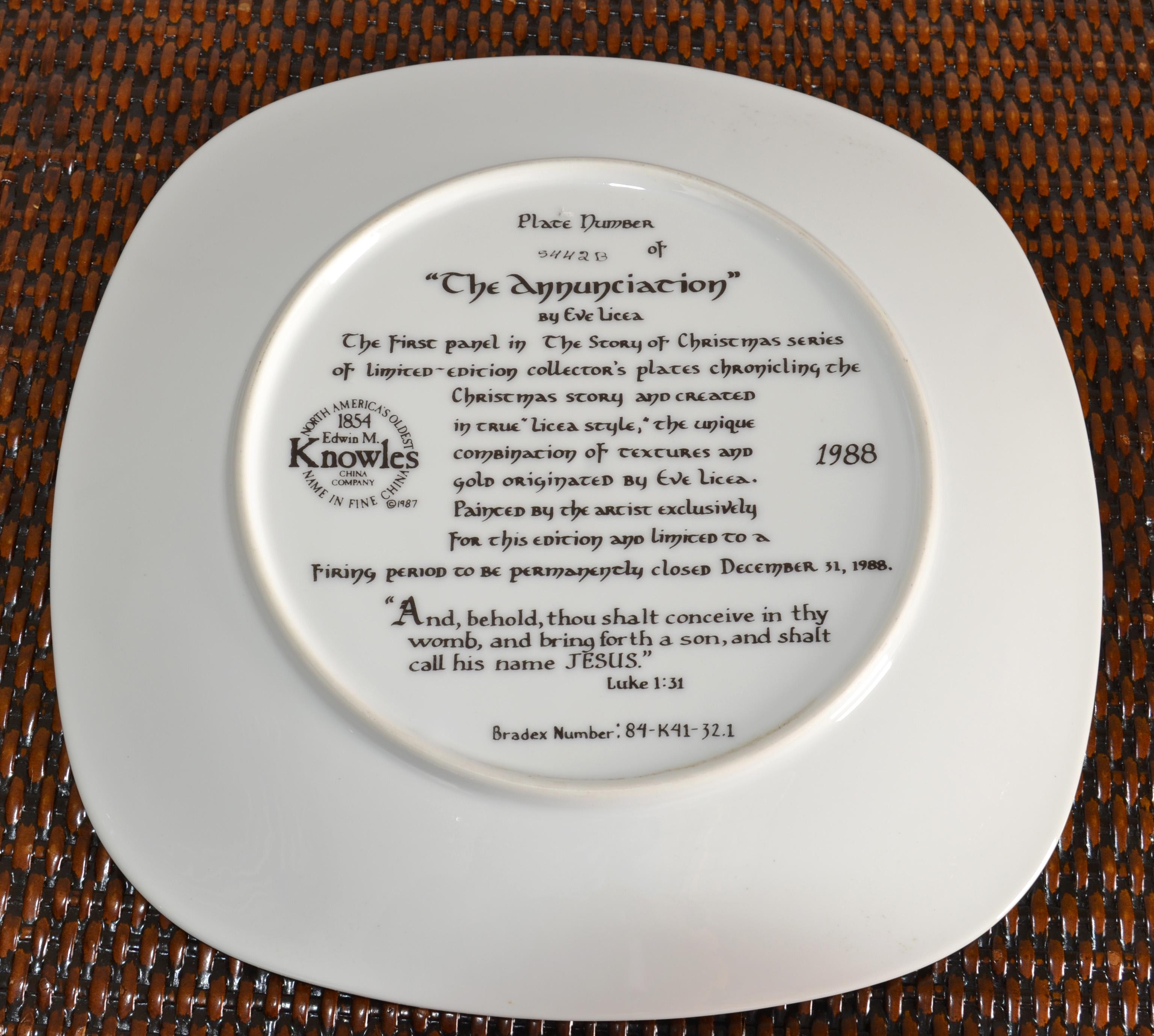 The Annunciation by Eve Licea, 1st Plate of The Story of Christmas Series, 1988 For Sale 3