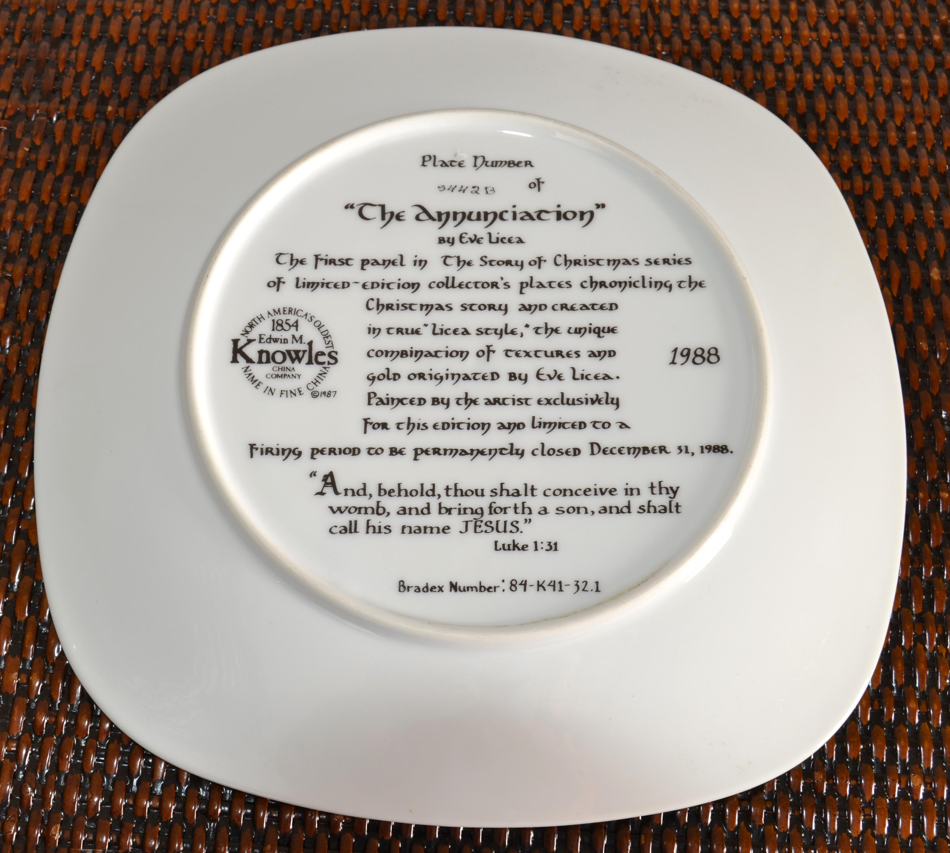 The Annunciation by Eve Licea, 1st Plate of The Story of Christmas Series, 1988 For Sale 4