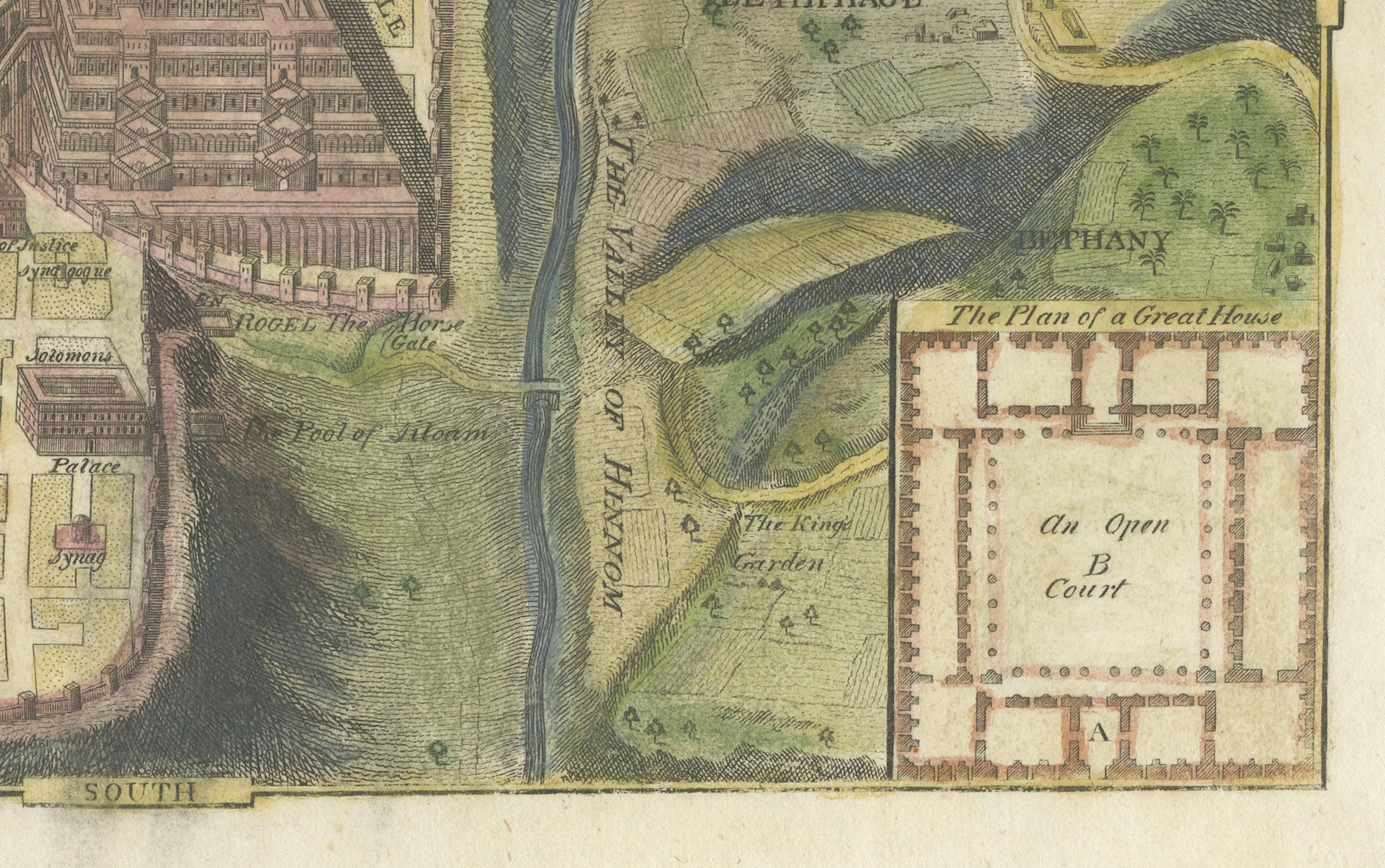The Antient City of Jerusalem and Places Adjacent, handkolorierte Karte, 1699 (Spätes 17. Jahrhundert) im Angebot