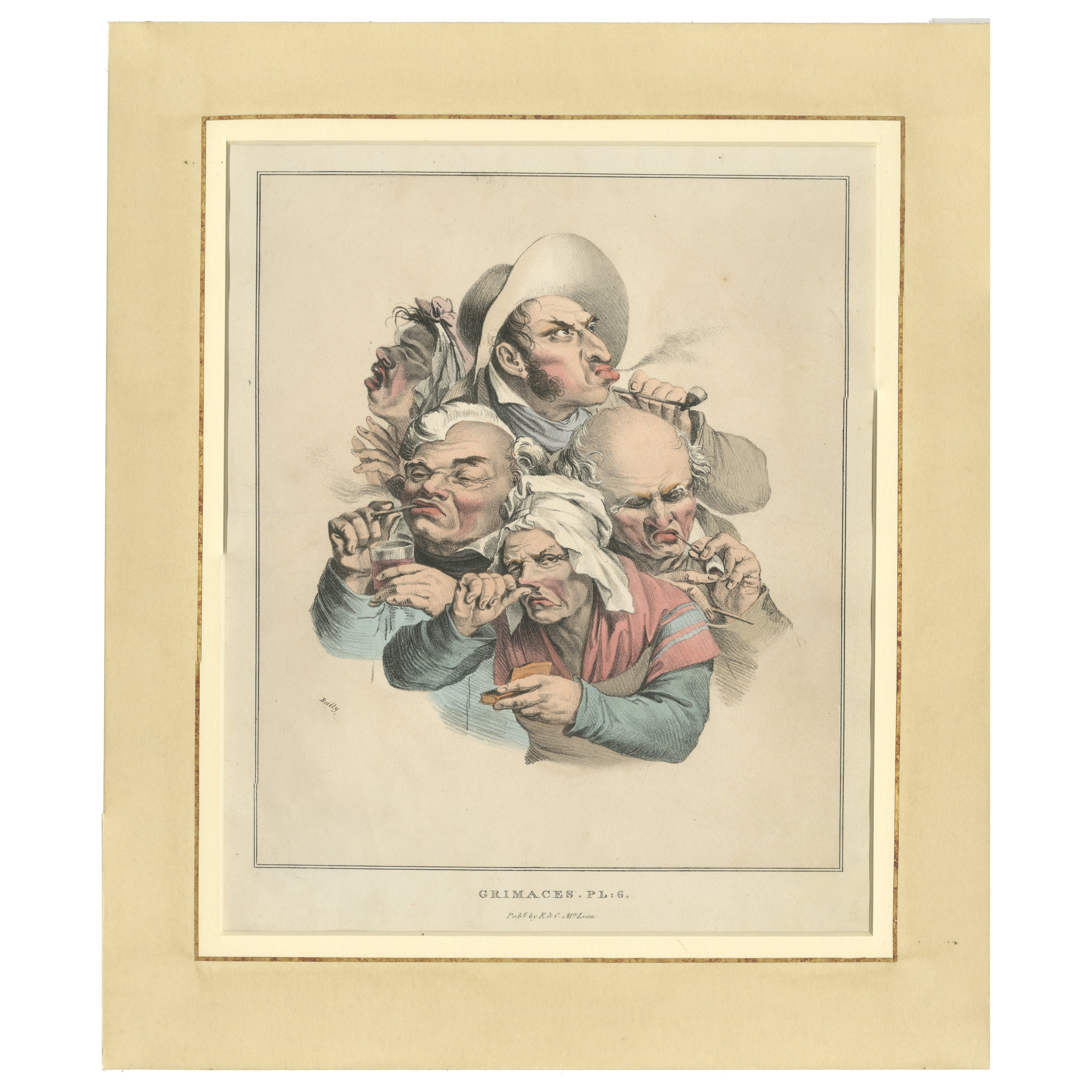 The Antiquaries Hand-Colored Lithograph, Satirical Caricature, c.1823