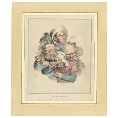 The Antiquaries Hand-Colored Lithograph, Satirical Caricature, c.1823