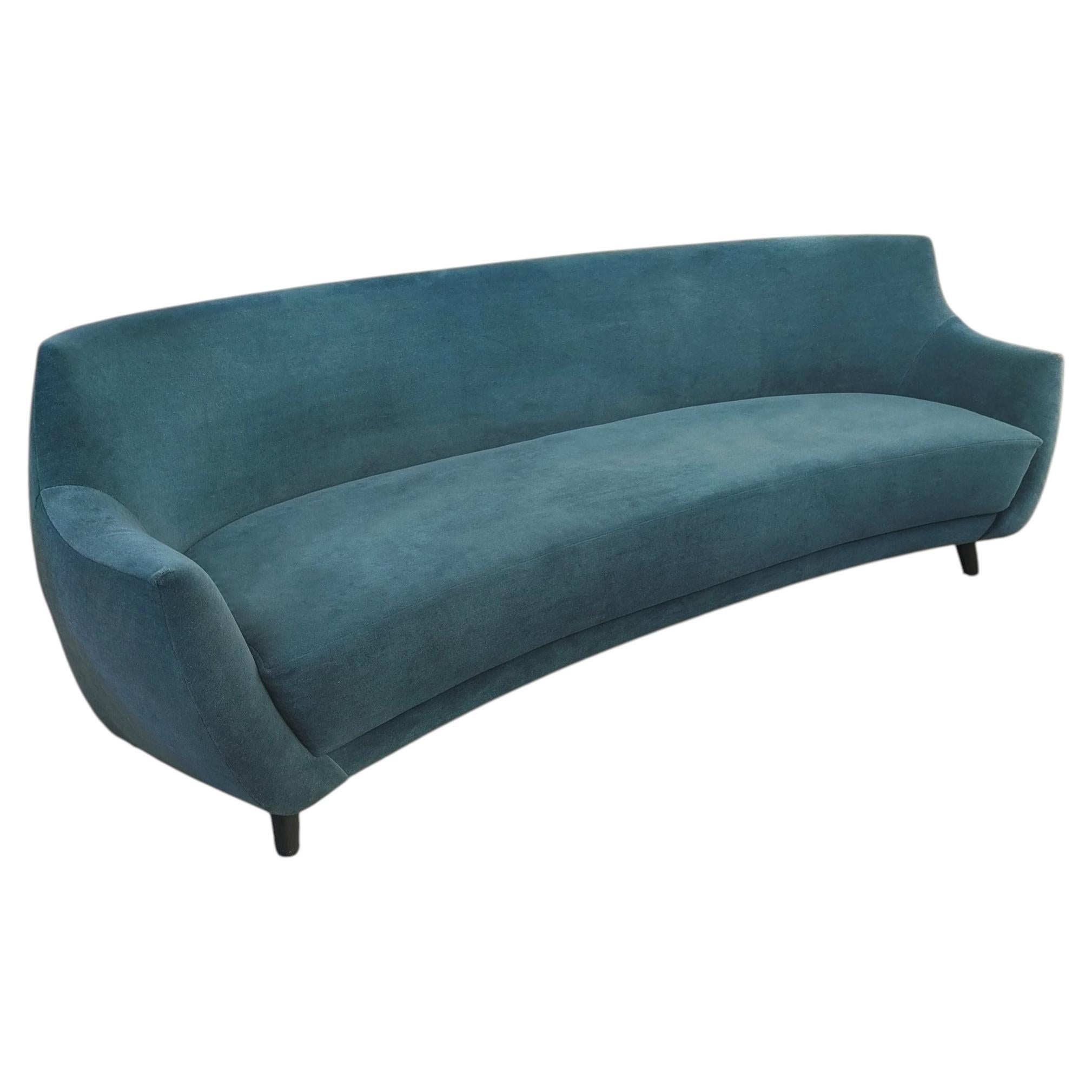 The Anton Curved Sofa in Deep Teal by Van den Akker For Sale