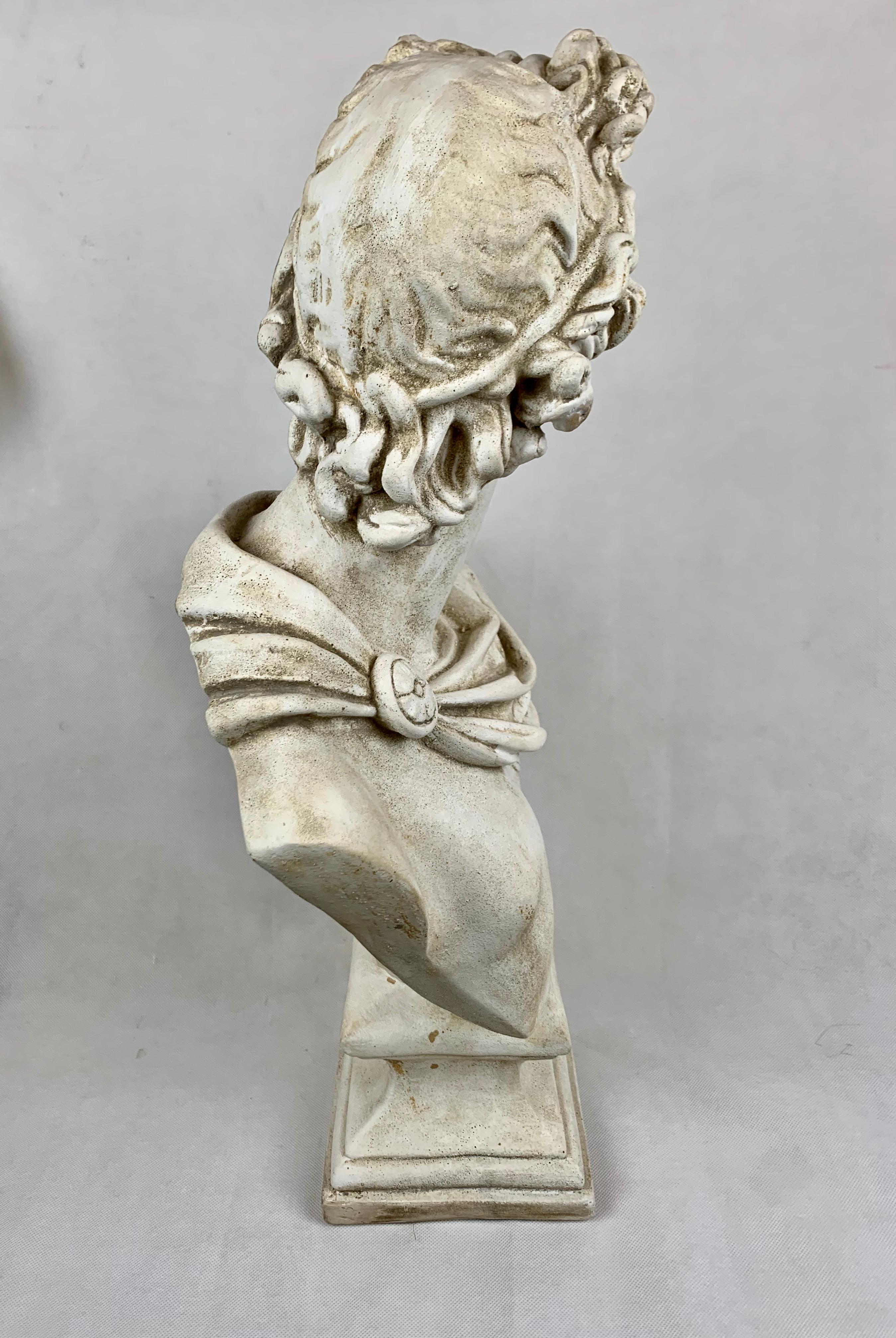 Neoclassical Twenty-Four Inch Tall Bust of the Apollo Belvedere in Plaster