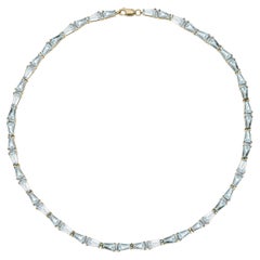 The Aquamarine Sapphire Custom Cut Tapered Baguette Choker, 18kt yellow gold