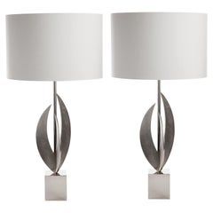 The Arc Lamp made of 3 Cast Bronze pieces mounted on a Brass plinth in Nickel
